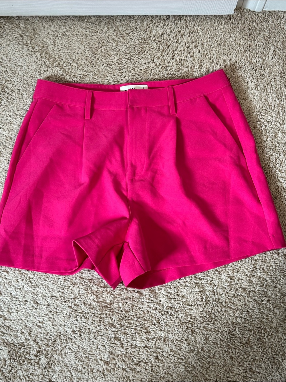 High-Waist Tailored Shorts in Vibrant Pink
